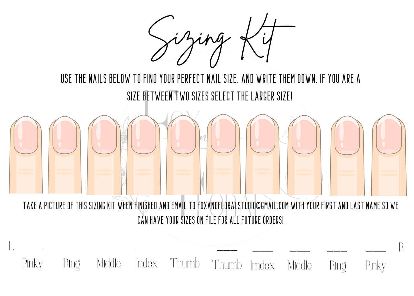 Press On Nail Sizing Kit